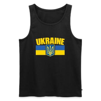 Symbole du drapeau de l’Ukraine - Drapeau de l’Ukraine - Débardeur bio Premium Homme - noir - Devant - Michal (187cm)