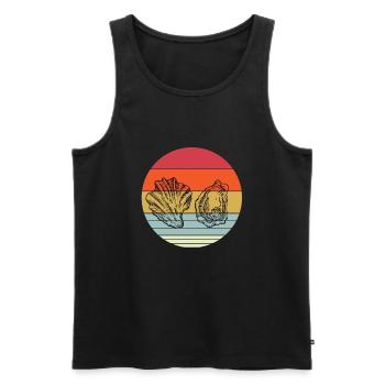 Retro Auster - Männer Premium Bio Tank Top - Schwarz - Vorne - AI Model Male 178 light (178cm)