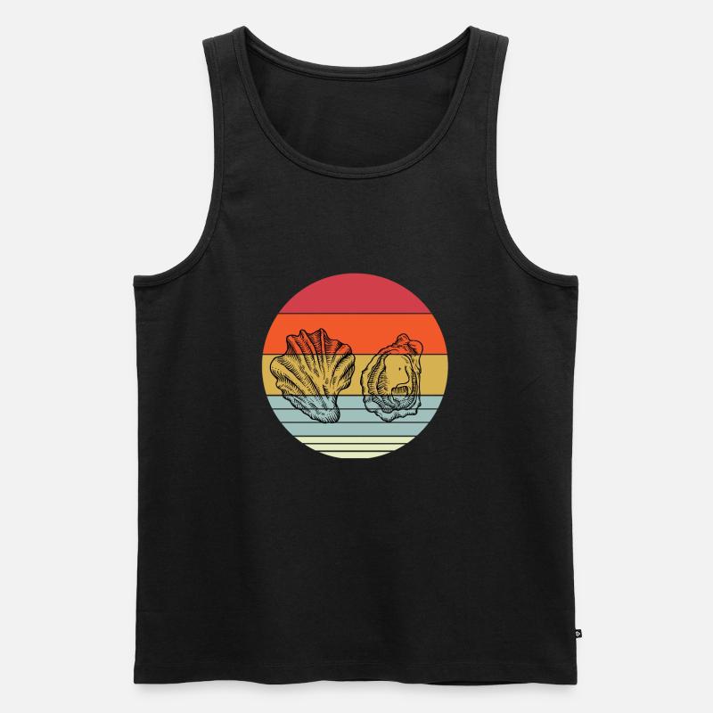 Retro Auster - Männer Premium Bio Tank Top - Schwarz