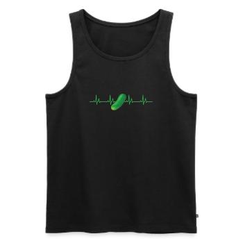 Gurke Herzschlag T-Shirt - Männer Premium Bio Tank Top - Schwarz - Vorne - Michal (187cm)