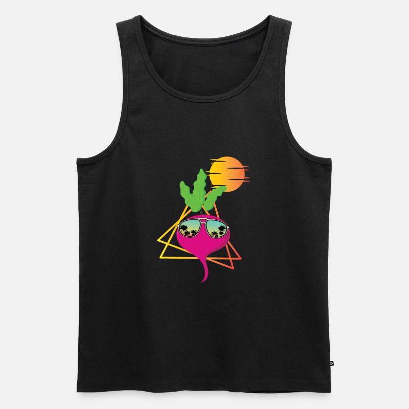 Retro Radieschen - Männer Premium Bio Tank Top - Schwarz