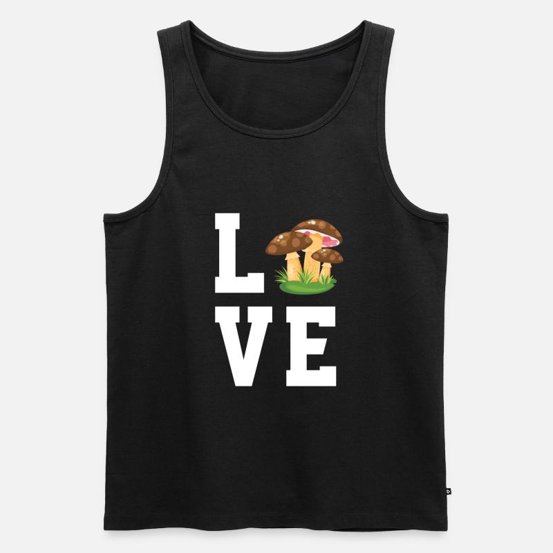 Ich Liebe Pilze - Männer Premium Bio Tank Top - Schwarz