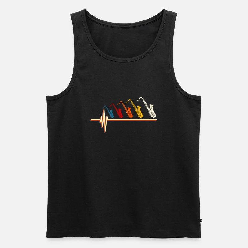 Jazz Saxophon - Männer Premium Bio Tank Top - Schwarz