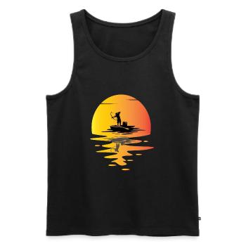 Bogenfischen Sonnenuntergang - Männer Premium Bio Tank Top - Schwarz - Vorne - AI Model Male 178 light (178cm)