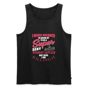 Schleppschiff Kapitän - Männer Premium Bio Tank Top - Schwarz - Vorne - AI Model Male 178 light (178cm)