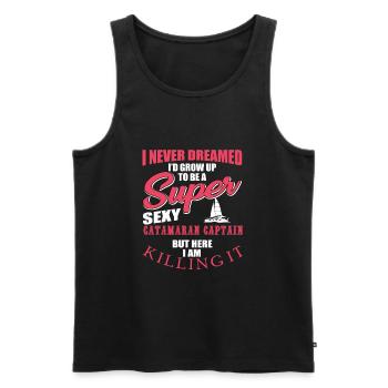 Catamaran Captain - Men's Premium Organic Tank Top - black - Front - AI Model Male 178 light (178cm)
