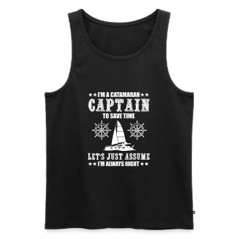 Catamaran Captain - Men's Premium Organic Tank Top - black - Front - AI Model Male 178 light (178cm)