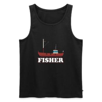 Fischer - Männer Premium Bio Tank Top - Schwarz - Vorne - AI Model Male 178 light (178cm)