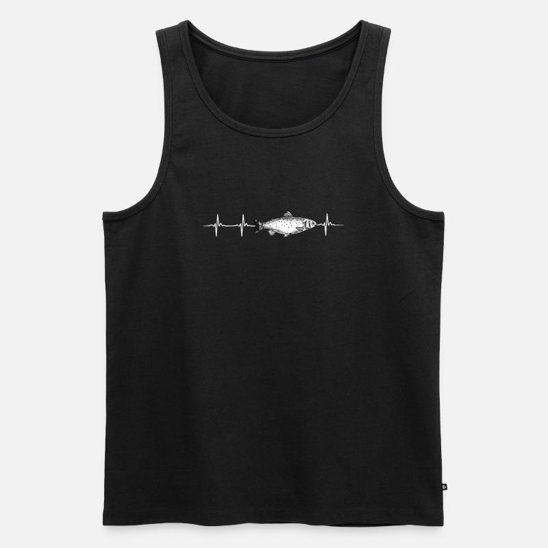 Lachs Herzschlag - Männer Premium Bio Tank Top - Schwarz