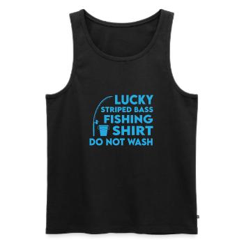 Lucky Striped Bass Fishing Shirt - Men's Premium Organic Tank Top - black - Front - Michal (187cm)