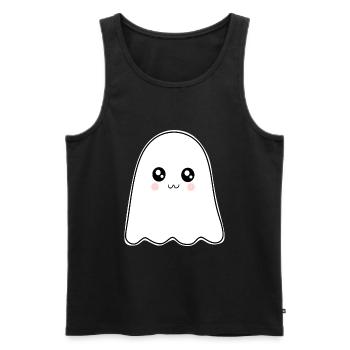 Halloween T-shirt Gespenst spooky cute Shirt - Männer Premium Bio Tank Top - Schwarz - Vorne - Michal (187cm)