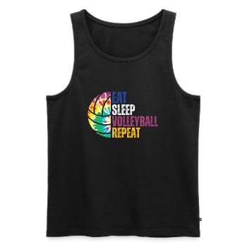 EAT SLEEP VOLLEYBALL REPEAT Tie Dye GIRLS BOYS - Débardeur bio Premium Homme - noir - Devant - Michal (187cm)