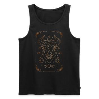 Signe du Taureau : Constellation du zodiaque - Débardeur bio Premium Homme - noir - Devant - AI Model Male 178 light (178cm)