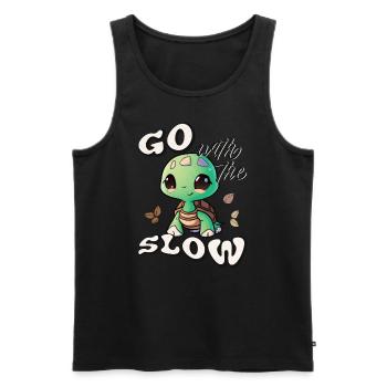 Go with the slow - Men's Premium Organic Tank Top - black - Front - Michal (187cm)