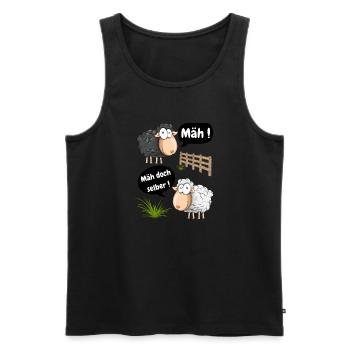 Mäh! Mäh doch selber-lustiges Motiv mit Schafen - Männer Premium Bio Tank Top - Schwarz - Vorne - Michal (187cm)