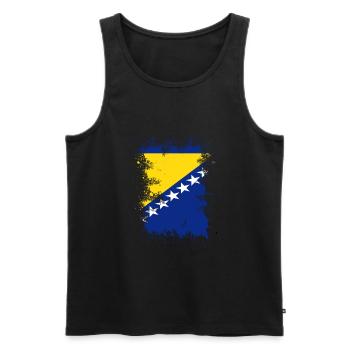Drapeau de la Bosnie couleur art éclabousse - Débardeur bio Premium Homme - noir - Devant - Michal (187cm)