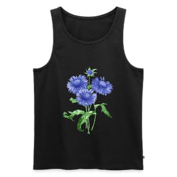 Sommerblume mit blauen Blüten - Männer Premium Bio Tank Top - Schwarz - Vorne - AI Model Male 178 light (178cm)