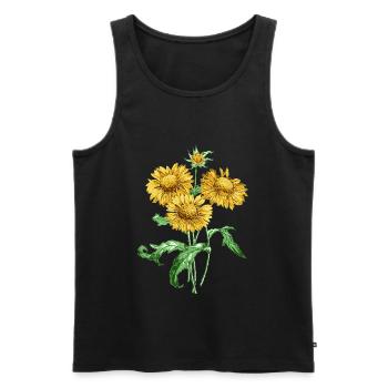 Sommerblume mit gelben Blüten - Männer Premium Bio Tank Top - Schwarz - Vorne - AI Model Male 178 light (178cm)
