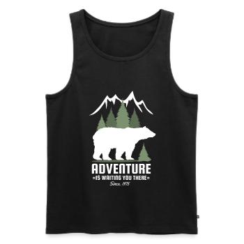 Amoureux de la nature randonnée nature arbres montagnes ours cool - Débardeur bio Premium Homme - noir - Devant - Michal (187cm)