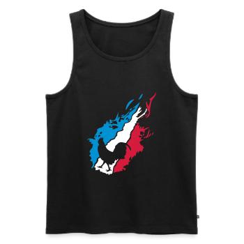 france foot supporter equipe coq flamme1 - Débardeur bio Premium Homme - noir - Devant - Michal (187cm)