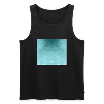 Turquoise colored watercolor pattern - Men's Premium Organic Tank Top - black - Front - AI Model Male 178 light (178cm)