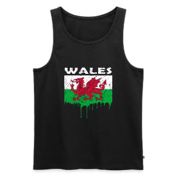 Wales Flagge - Männer Premium Bio Tank Top - Schwarz - Vorne - AI Model Male 178 light (178cm)