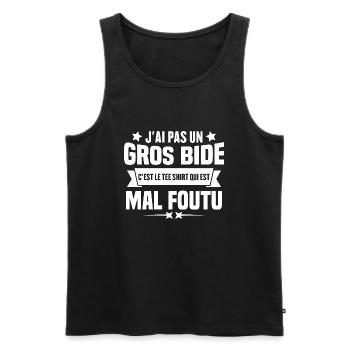 J'ai Pas Un Gros Bide Humour cadeau - Débardeur bio Premium Homme - noir - Devant - Michal (187cm)