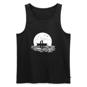 Vatertag Angler Mond Boot Fischer Geschenk - Männer Premium Bio Tank Top - Schwarz - Vorne - Michal (187cm)