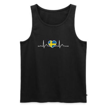 Suède Heartline Heartbeat Scandinavie Vacances - Débardeur bio Premium Homme - noir - Devant - AI Model Male 178 light (178cm)