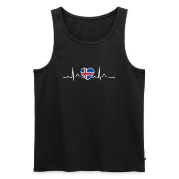 Islande Heartline Heartbeat Scandinavie Vacances - Débardeur bio Premium Homme - noir - Devant - Michal (187cm)