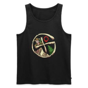 Geocaching - Männer Premium Bio Tank Top - Schwarz - Vorne - AI Model Male 178 light (178cm)