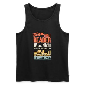 Amant de livre rat de bibliothèque rat de bibliothèque cadeau de lecture - Débardeur bio Premium Homme - noir - Devant - AI Model Male 178 light (178cm)