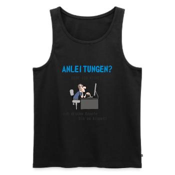 Anleitungen lesen ich nicht, drücke Knöpfe Spruch - Männer Premium Bio Tank Top - Schwarz - Vorne - AI Model Male 178 light (178cm)