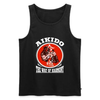 Arts Martiaux d’Aïkido - le T-Shirt Way of Harmony - Débardeur bio Premium Homme - noir - Devant - Michal (187cm)