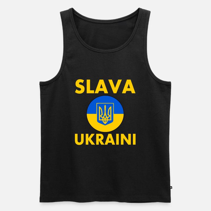 Slava ukraini - Männer Premium Bio Tank Top - Schwarz