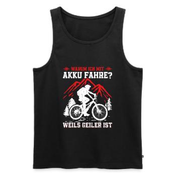 Warum ich mit Akku fahre? Radsport Rennrad MTB - Männer Premium Bio Tank Top - Schwarz - Vorne - AI Model Male 178 light (178cm)