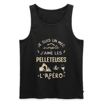 Pelleteuse Apéro Engin Excavateur Tractopelle - Débardeur bio Premium Homme - noir - Devant - Michal (187cm)
