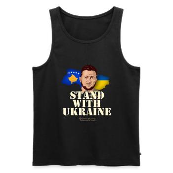 Stand avec Ukraine Kosovo T-Shirt Design - Débardeur bio Premium Homme - noir - Devant - Michal (187cm)