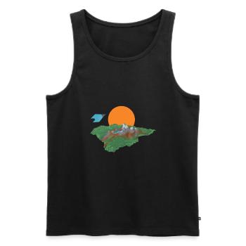 PolyFighter Gaming Gamer Zocken Retro T Shirt - Männer Premium Bio Tank Top - Schwarz - Vorne - AI Model Male 178 light (178cm)