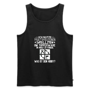 multimillionen satelliten hobby geocaching spruch - Männer Premium Bio Tank Top - Schwarz - Vorne - Michal (187cm)