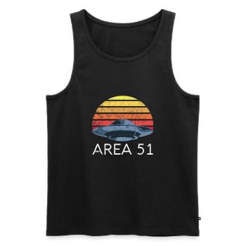 Area 51 Shirt Retro UFO Vintage Alien - Men's Premium Organic Tank Top - black - Front - AI Model Male 178 light (178cm)