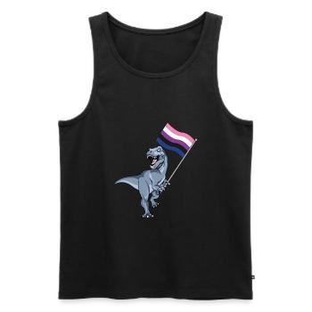 Genderfluid Flag Dinosaur LGBTQIA Gender Pride - Men's Premium Organic Tank Top - black - Front - AI Model Male 178 light (178cm)