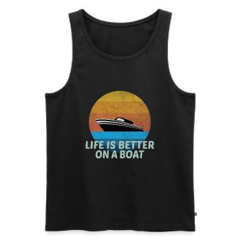 Boat Owner Life Is Better on a Boat Boat - Men's Premium Organic Tank Top - black - Front - Michal (187cm)