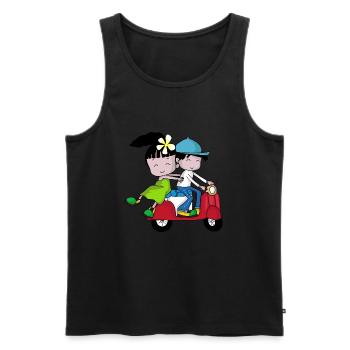 Scooter Couple – Journey with Moped - Men's Premium Organic Tank Top - black - Front - Michal (187cm)