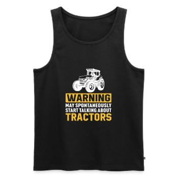 Warning May Spontaneously Talk About Tractors - Men's Premium Organic Tank Top - black - Front - AI Model Male 178 light (178cm)