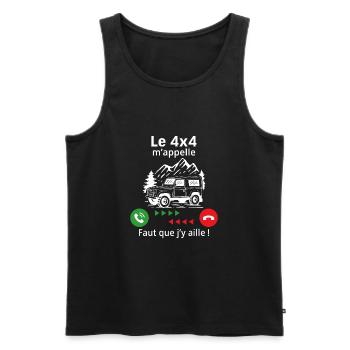Le 4x4 m'appelle faut que j'y aille - Débardeur bio Premium Homme - noir - Devant - AI Model Male 178 light (178cm)