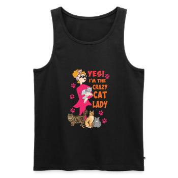 Crazy Cat Lady Cat Mom Gift Idea - Men's Premium Organic Tank Top - black - Front - AI Model Male 178 light (178cm)