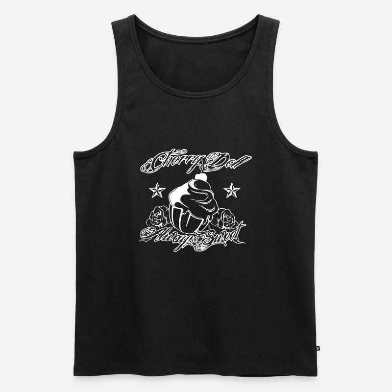 Rockabilly - Cupcake - Cherry Doll - Männer Premium Bio Tank Top - Schwarz