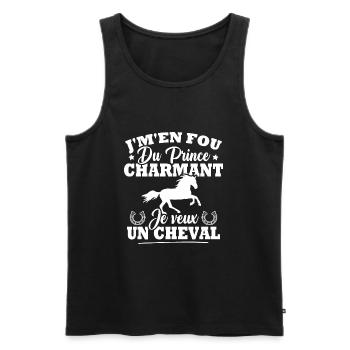 J'm'en fou du prince charmant je veux un cheval - Débardeur bio Premium Homme - noir - Devant - Michal (187cm)