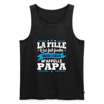 La fille qui fait fondre mon cœur m appelle papa - Débardeur bio Premium Homme - noir - Devant - Michal (187cm)